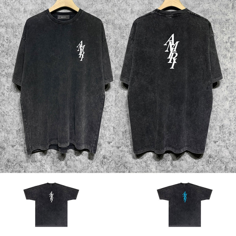 Amiri washed t-shirt vertical letterprinting short sleeves