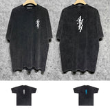 Amiri washed t-shirt vertical letterprinting short sleeves