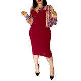 Women Dress Printing Stitching Hip Dress