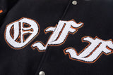 Off White Jacket Spring and Autumn OW Cartoon Animal Pattern Baseball Jacket Jacket
