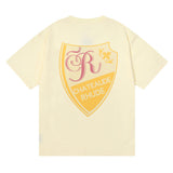 Rhude T Shirt Shield Print Hip Hop Men and Women Couple Casual
