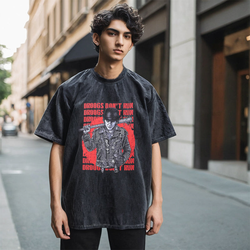 Mens Vintage T-Shirt Cartoon Print Short Sleeve T-Shirt