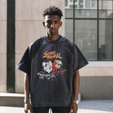 Mens Vintage T Shirt Butterfly Print Neckline Short Sleeve