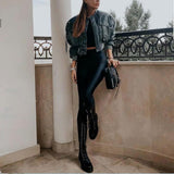 Women Cotton Coat Stand-up Collar Slim Fit Zipper Cardigan Jacket