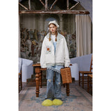 Unisex Coat University Style Plush Cotton Jacket Reversible Coat