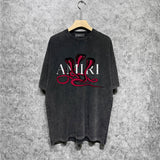 Amiri washed t-shirt new font cobra printing short sleeve