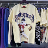 Godspeed T Shirts Skull Baseball Player No. 13 Cotton Crew Neck Short Sleeve Men and Women