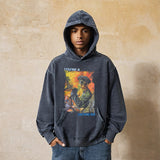 Mens Vintage Hoodie print wash jacket sweater