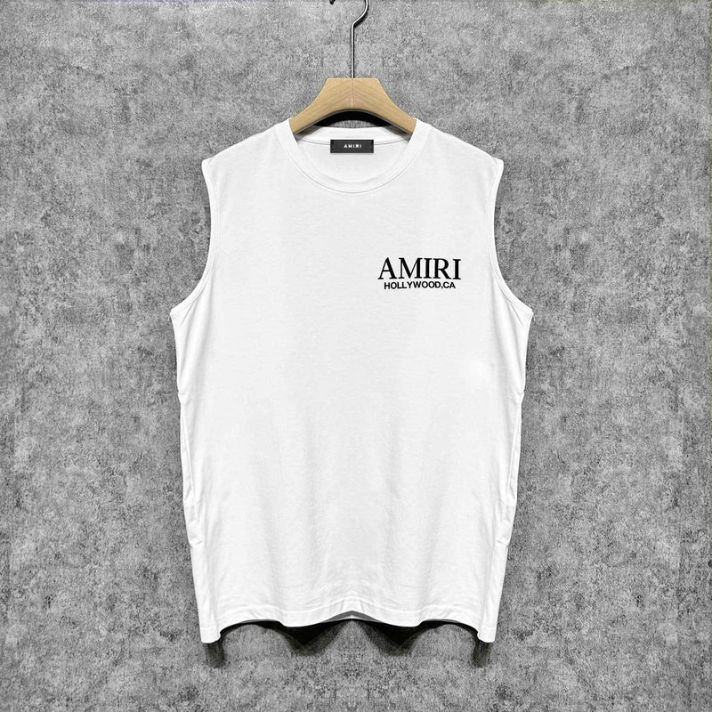 Amiri tank top new bone sleeve print