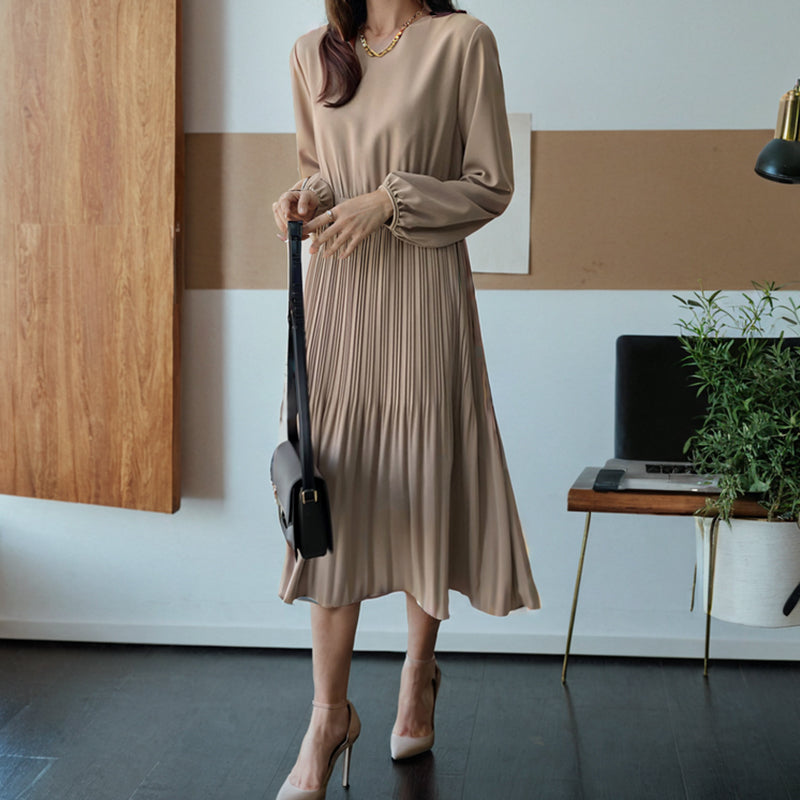 Modest Office Dresses Skinny pleated long dress