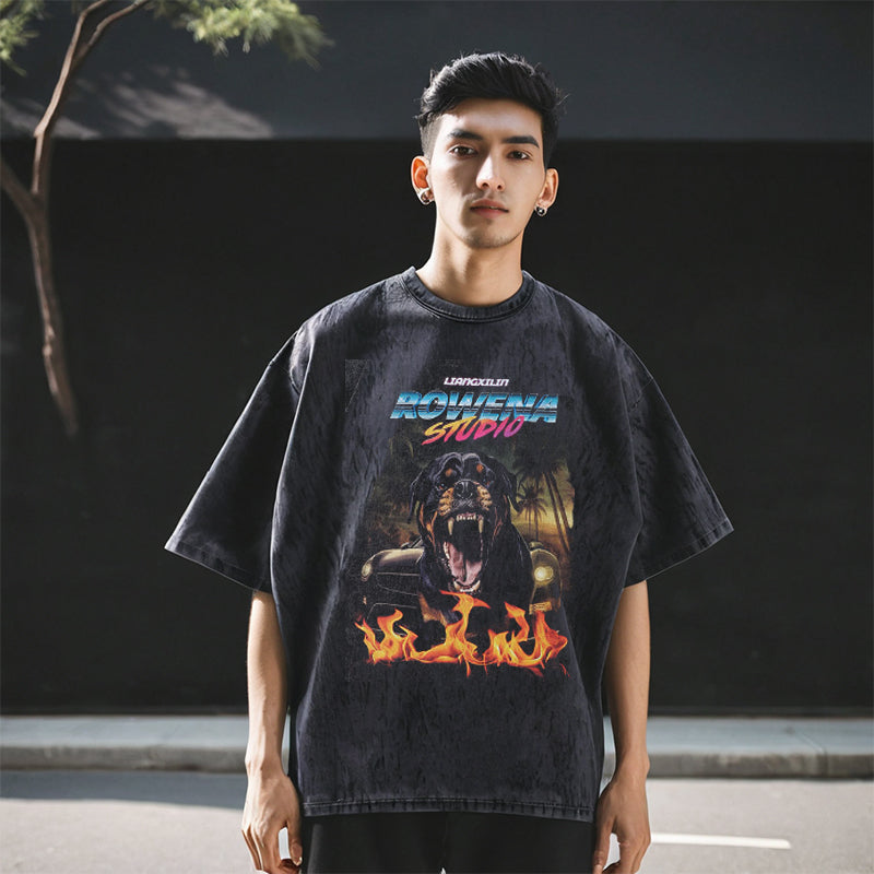 Mens Vintage T Shirt Printed Short Sleeve T-Shirt Men