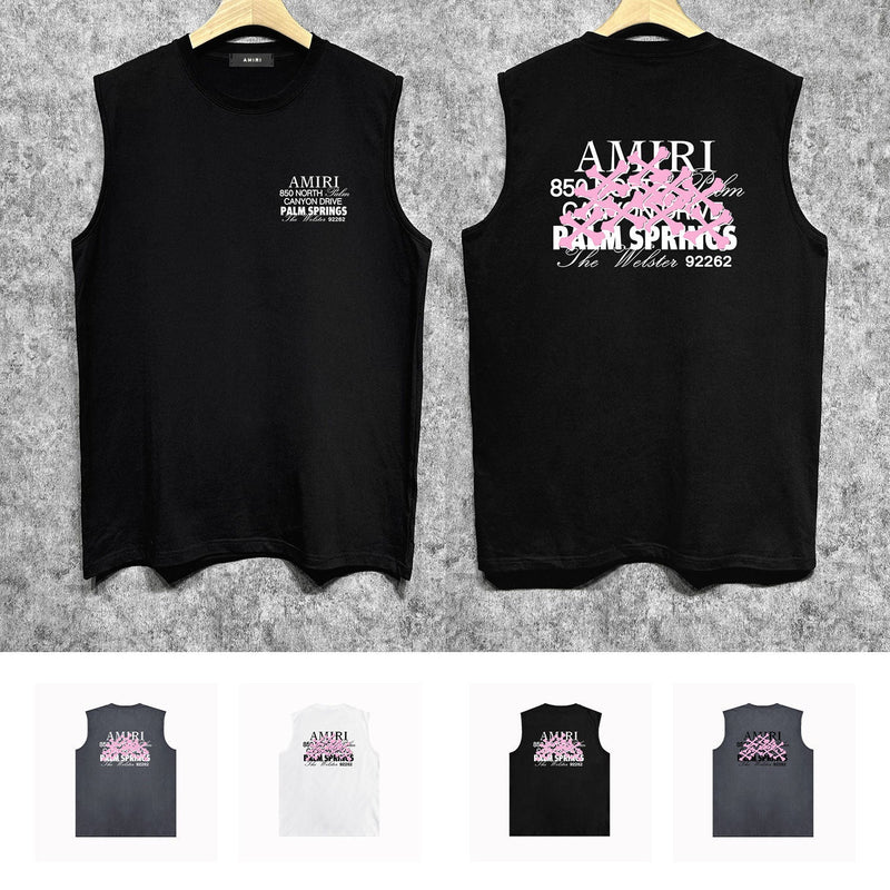 Amiri tank top pink bone print