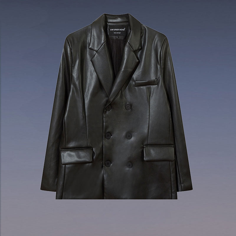 Women Jackets PU Leather Suit Jacket Oversize Cool Handsome