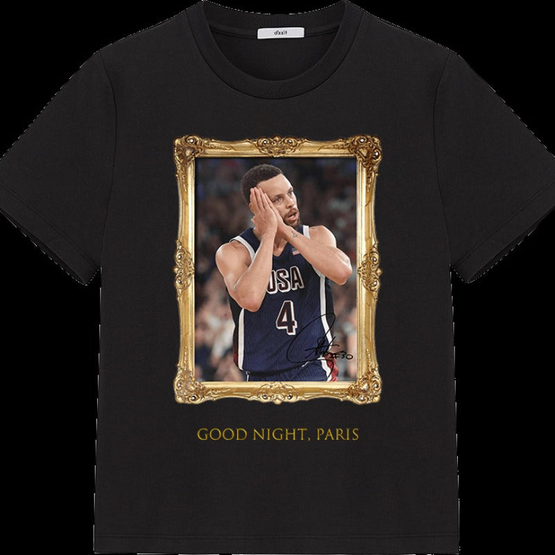 Stephen Curry Good Night Paris T-Shirt Boys Aesthetic Clothing