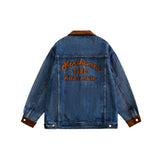 Women Jackets Corduroy Color Contrast Patchwork Denim Jacket Vintage