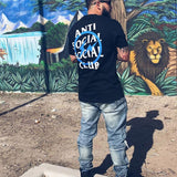 Anti Social Club T Shirt Short Sleeve Letter Print T-shirt Men and Women Loose