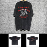 Amiri washed t-shirt bull printing short sleeve