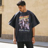 Mens Vintage T-Shirt Cartoon Print Short Sleeve T-Shirt