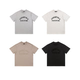 Fog Essentials T Shirts Spring Summer FOG Double Line Flocking Letter Crew Neck Short Sleeves