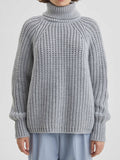 Women Work Business Casual Sweats Knitted Loose Leisure Turtleneck Thick Sweater