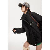 Unisex Coat Winter Cotton Dress Diamond Lattice Stand Collar Coat