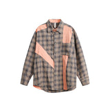 Unisex Shirt Plaid Retro Stitching Cardigan