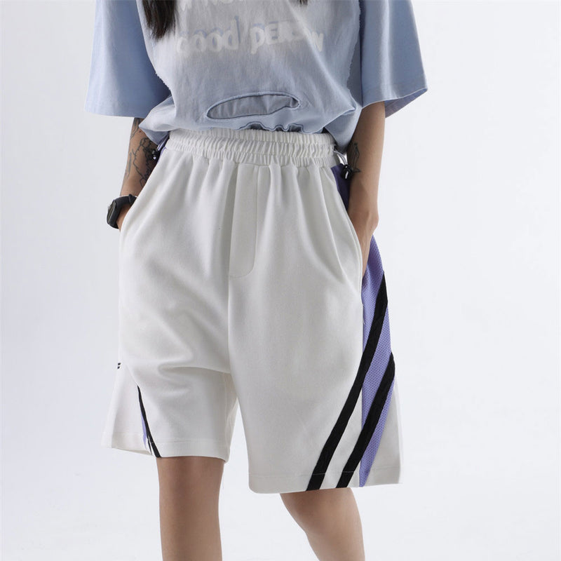 Men Shorts Color Matching Stitching Sports Shorts