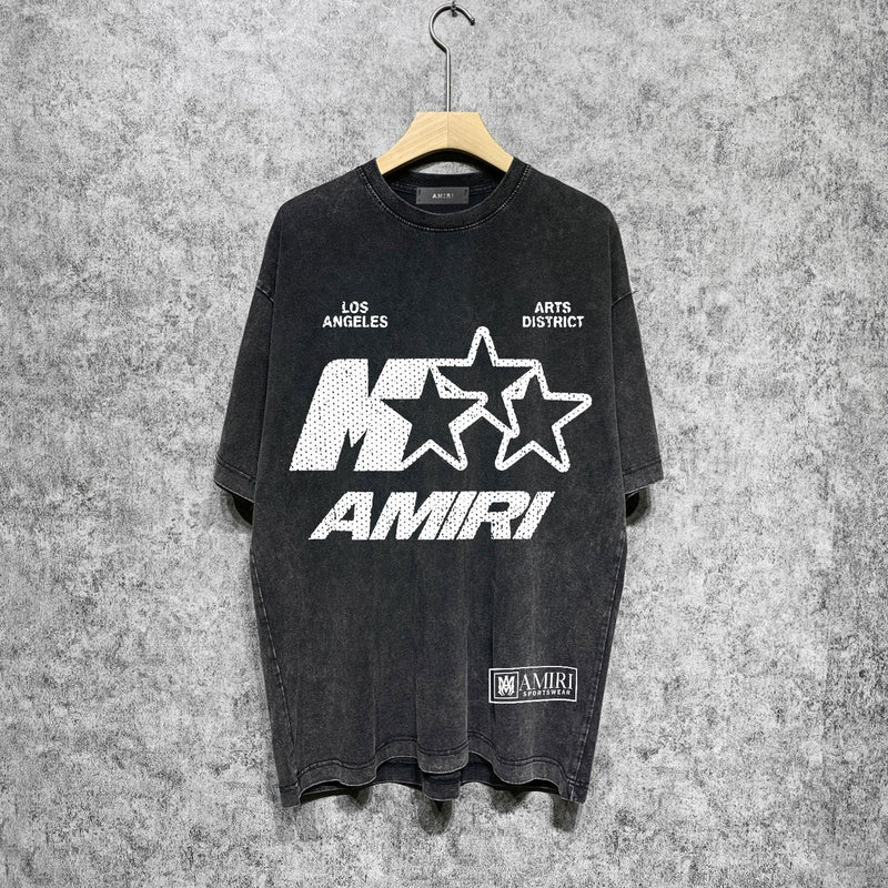 Amiri washed t-shirt - star splatter letter short sleeve
