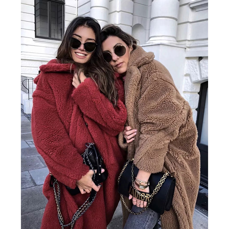 Women Cotton Coat Loose Lamb Wool Mid-Length