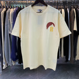 Rhude T Shirt Sunset Theme Pure Cotton Hip Hop Men and Women Same Casual