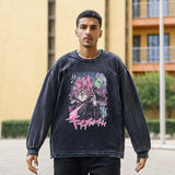 Mens Vintage Long Sleeve Shirt Printed Washed Long Sleeve T-Shirt