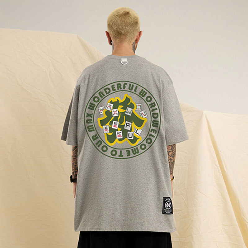 Men T-Shirt Chinese Style Printing Oversize