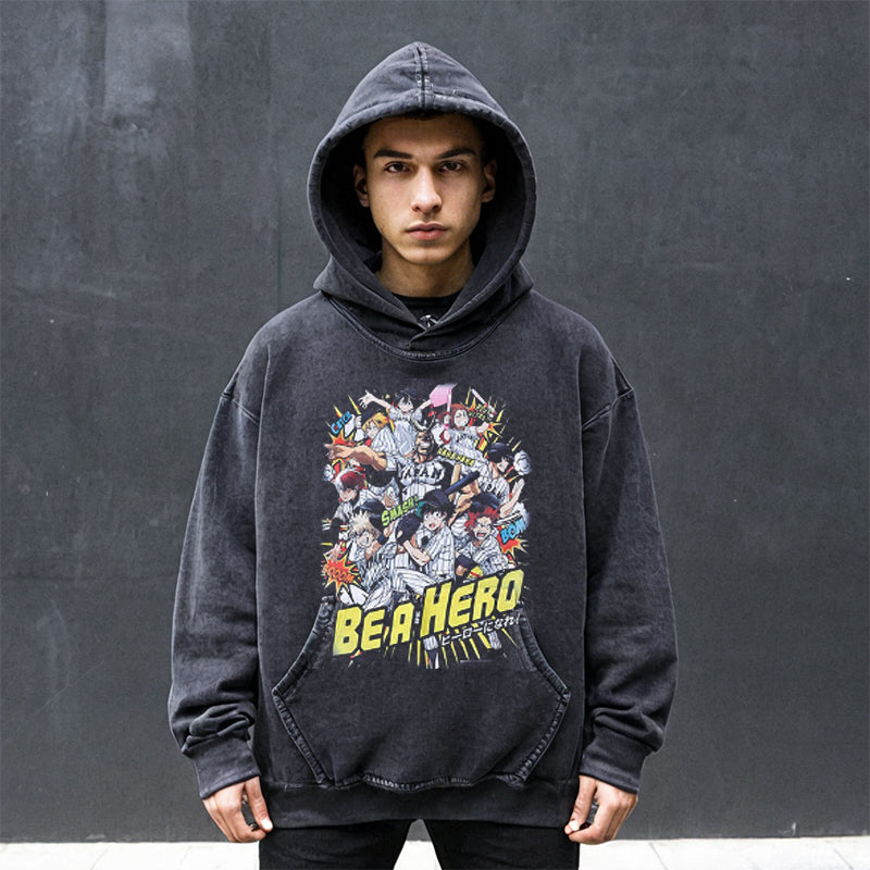 Mens Vintage Hoodie Loose Vintage Hooded Sweater