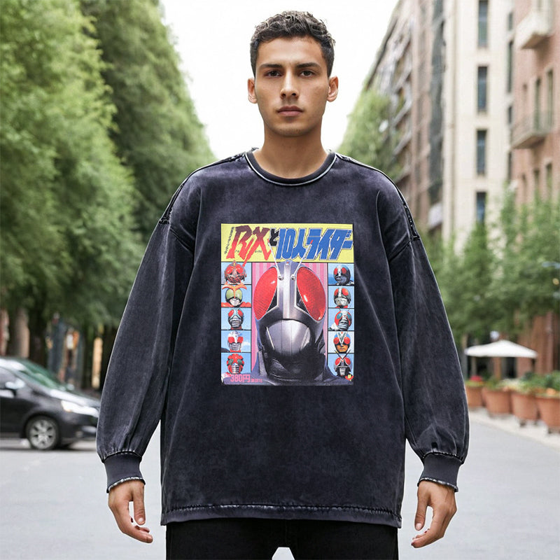 Mens Vintage Long Sleeve Shirt Long Sleeve T-Shirt Men's Crew Neck