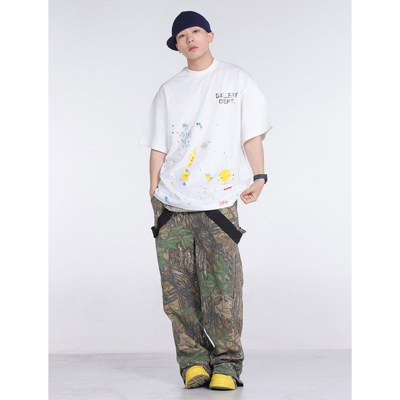 Unisex T-Shirts GALLERY DEPT Ink Splashing Hand-painted Loose T-shirt