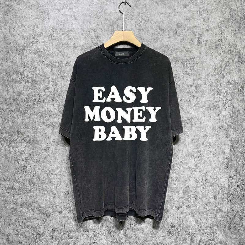 Amiri washed t-shirt fat letterprinting short sleeves