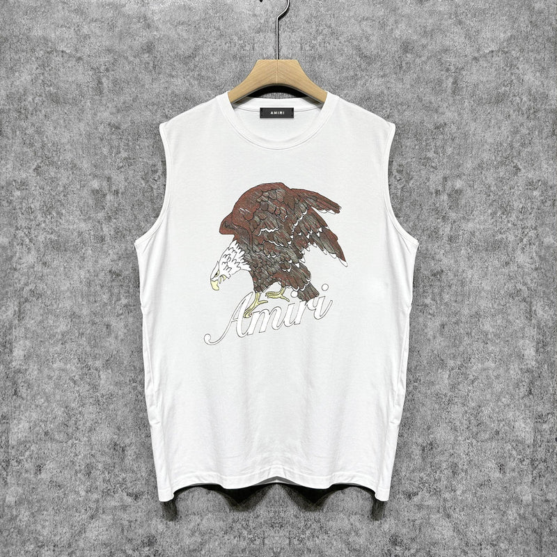 Amiri tank top brown flying eagle print