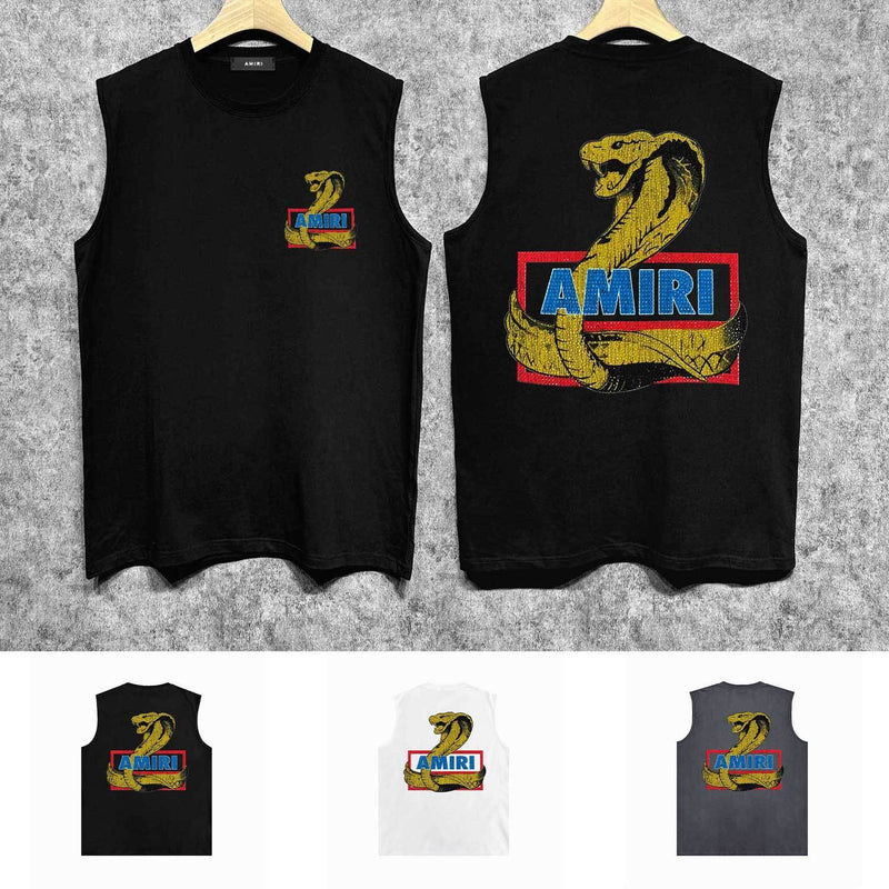 Amiri tank top king cobra gold printing