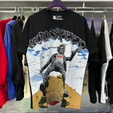 Godspeed T Shirts Falling Skull Print Cotton Casual Short Sleeve Men and Women