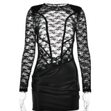 Women Dress Lace Sexy See-through Dress