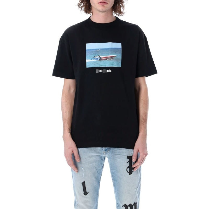 Palm Angle T Shirts Speedboat Pattern
