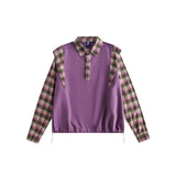 Unisex Shirt Stitching Loose Long Sleeve Plaid