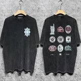 Amiri washed t-shirt medal set printing short sleeves