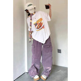 Unisex T-Shirts PureyTalk American Burger Printed Old Loose Casual T-Shirt