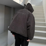 Unisex Coat FOG LOGO Zipper Ess Double Thread Hooded Cotton Clothing