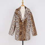Women Fur Jacket Fashion Leopard Print Plush Coat