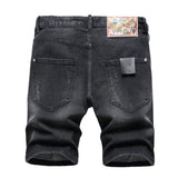 DSQ2 Short Jeans Ripped Patch Slim-fit Stretch Denim Shorts