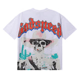 Godspeed T Shirts Great Western Skull Denim Cactus Print Cotton Casual Short Sleeve Men and Women