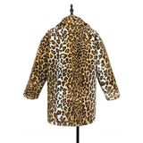 Women Fur Jacket Leopard Print Wool Coat