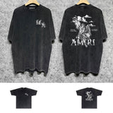 Amiri washed t-shirt ma printing short sleeve